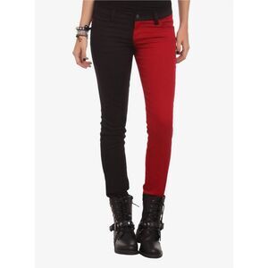Royal Bones Tripp NYC Daang Goodman Red Black Split Skinny Jeans Goth Alt Emo
